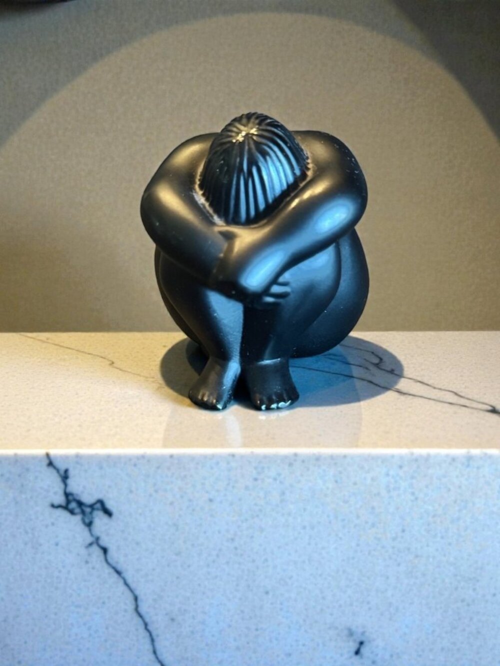 Lalique France Nu Assis Noir Black Crystal Nude Seated Figurine 2.5”